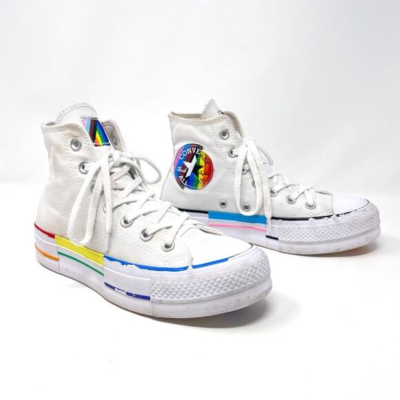 Converse Pride Rainbow Chuck Taylor All Star High Top Lift Platform Sneakers 6.5 - Picture 10 of 10